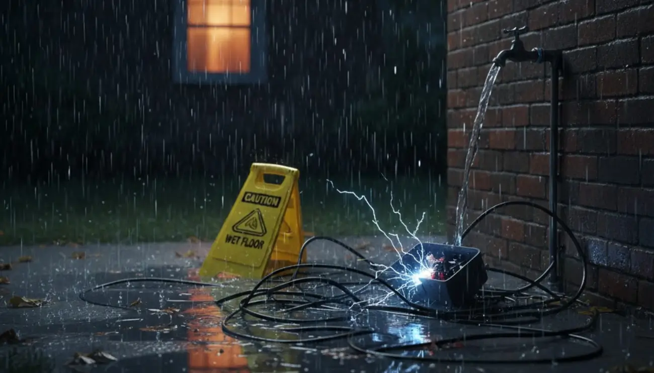 Impianto elettrico esterno e acqua: rischi, cause e cosa fare